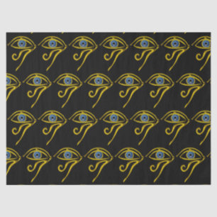 Papier Mousseline BLUE TALISMAN HORUS EYE Gold Black Motif égyptien