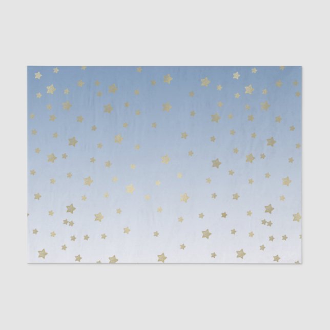 Papier Mousseline Blue White Gold Stars Anniversaire (Recto)