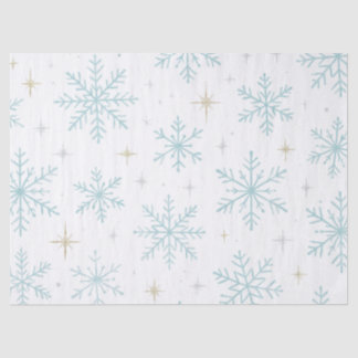 Papier Mousseline Blue & White Snowflake Sparkle Tissue Paper