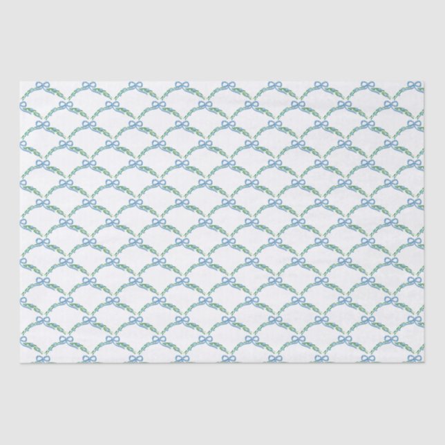 Papier Mousseline Blue Winter Coquette Coastale Bow Garland (Recto)