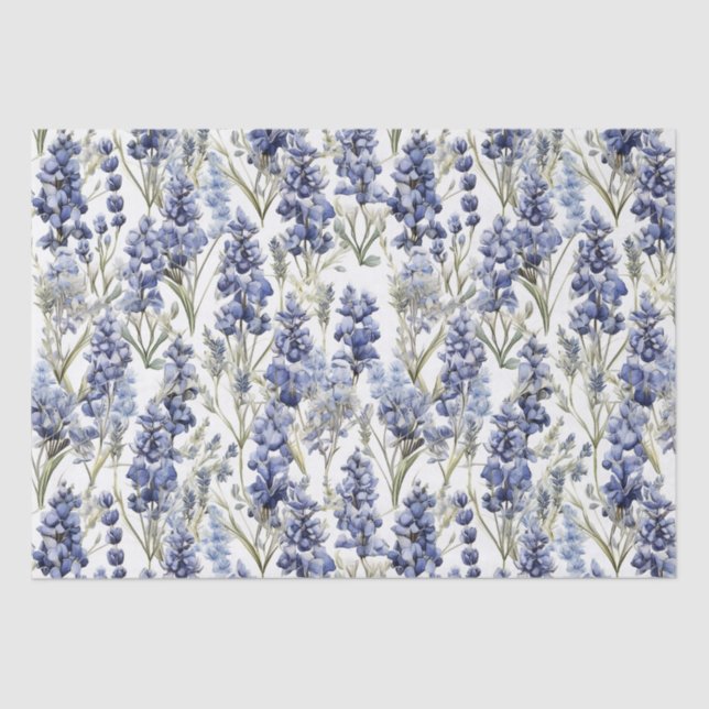 Papier Mousseline Bluebonnets Fleurs Bleu Aquarelle Fleurs sauvages (Recto)