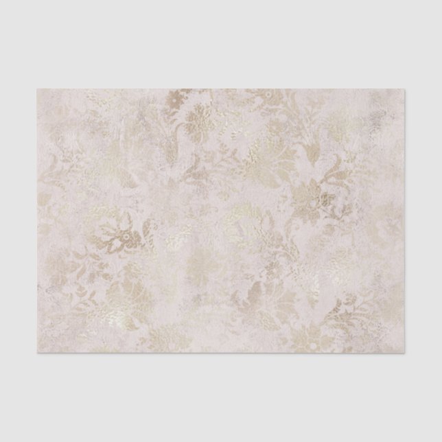 Papier Mousseline Blush et Or Damassé Vintage (Recto)