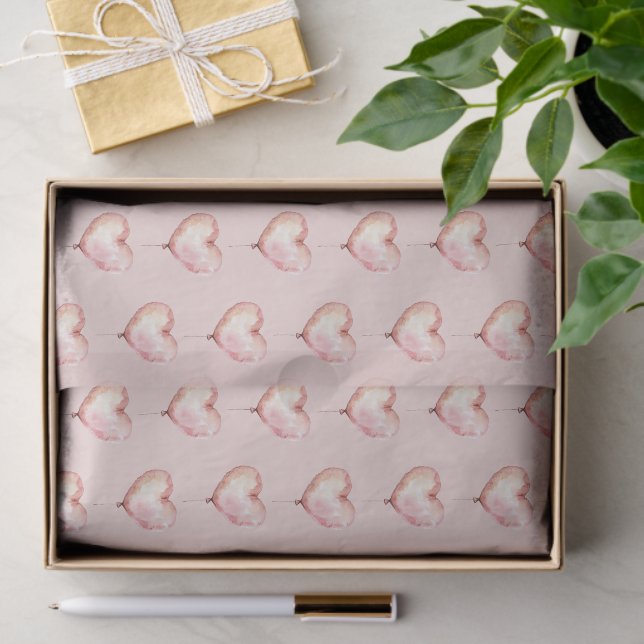 Papier Mousseline Blush Pink Hearts Birthday (Cadeau)