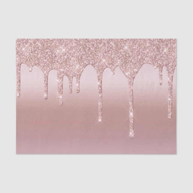 Papier Mousseline Blush Rose Rose Gold Parties scintillant de goutte (Recto)