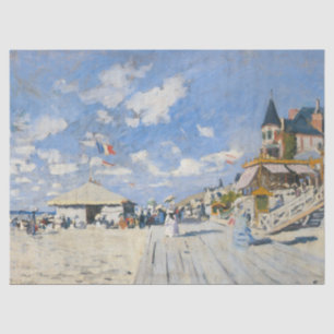 Papier Mousseline Boardwalk on the Beach à Trouville par Monet