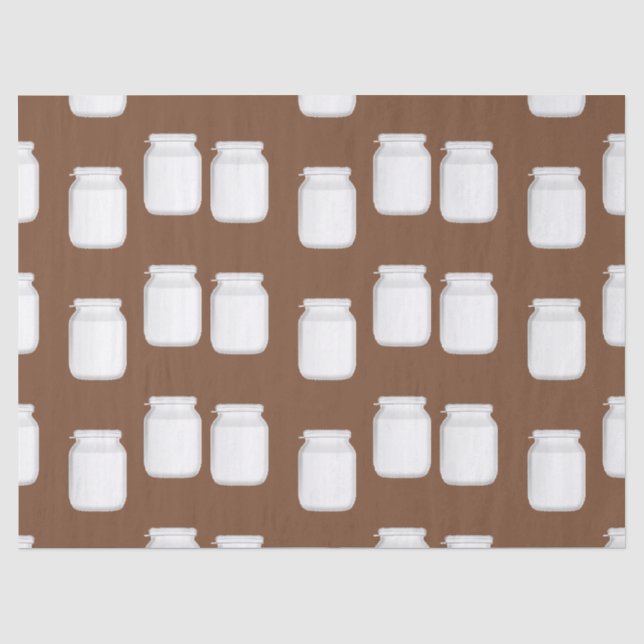 Papier Mousseline Bocaux blancs sur marron (Recto)