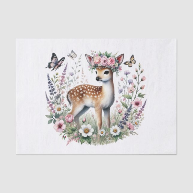 Papier Mousseline Boeuf de bois mignon décapant cerf (Recto)