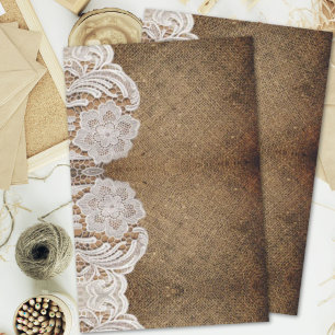 Papier Mousseline bohème rustique pays occidental burlap et dentelle