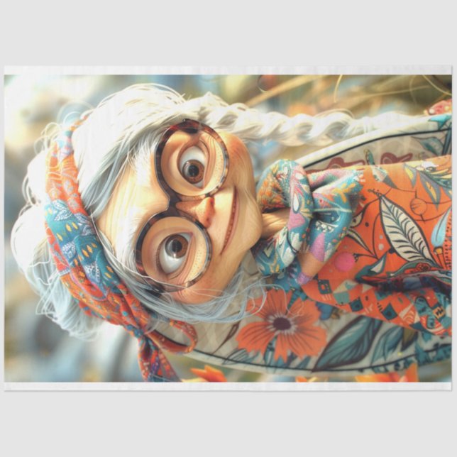 Papier Mousseline Bohême Sage Grand-mère Hippie Découpage (Recto)