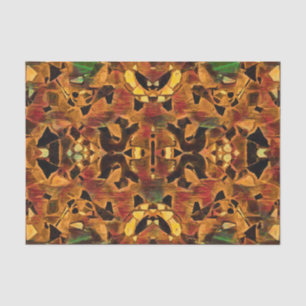 Papier Mousseline Bohème Tribale Marron Vert Rouge Mosaïque