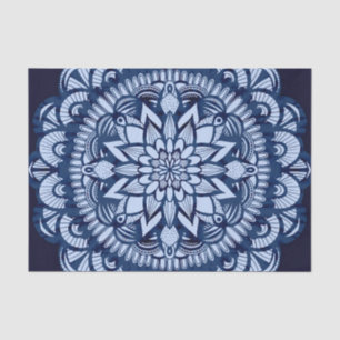 Papier Mousseline Bohemian Navy Blue Tie Dye Mandala
