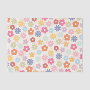 Papier Mousseline Boho 70's Retro Daisy Flowers