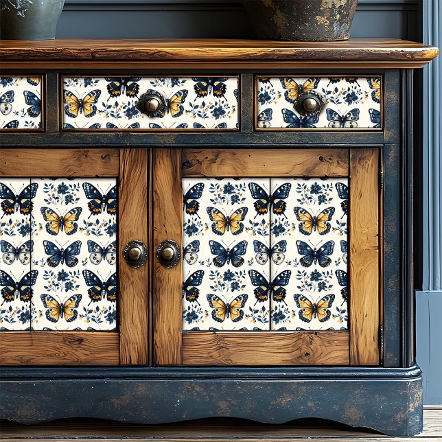 Papier Mousseline Boho Blue Floral Butterfly Decoupage (Créateur téléchargé)