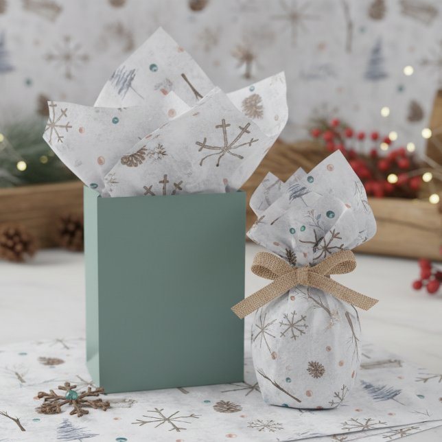 Papier Mousseline Boho Branches & Cônes de Noël ID986 (Créateur téléchargé)