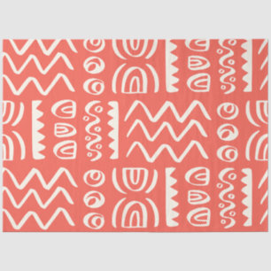 Papier Mousseline Boho Coral Blanc Motif Découpage