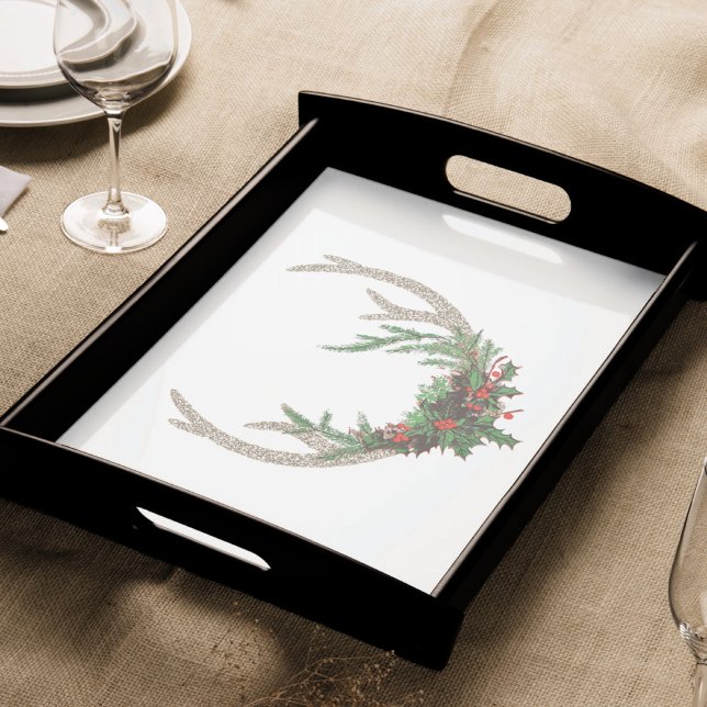 Papier Mousseline Boho Deer Antlers | Floral de Noël rouge rustique (Créateur téléchargé)