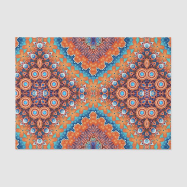 Papier Mousseline Boho Eclectique Kaleidoscopique Hip Turquoise Ochr (Recto)