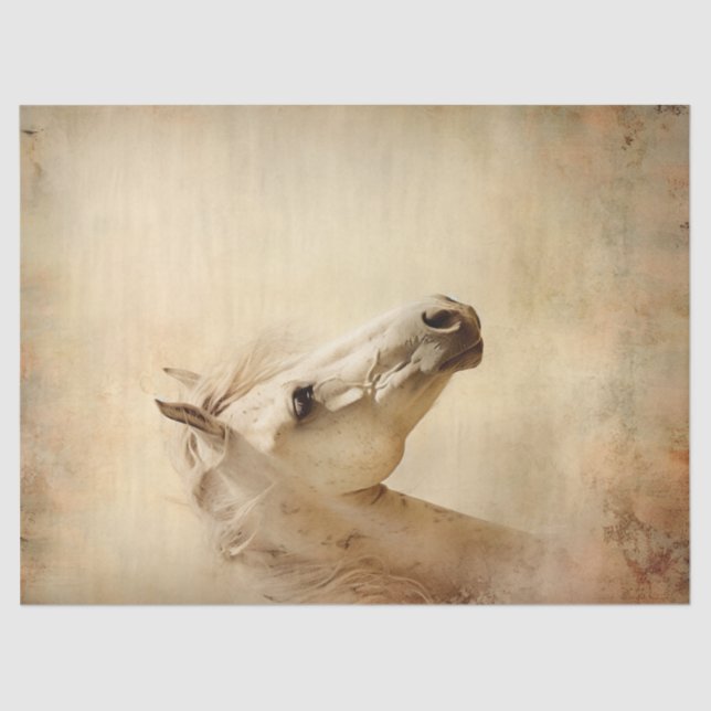 Papier Mousseline Boho Elegant Cheval Blanc Découpage (Recto)