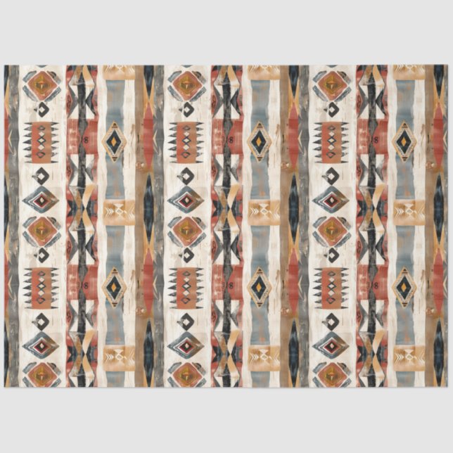 Papier Mousseline Boho ethnicl trubal design earthy colours (Recto)