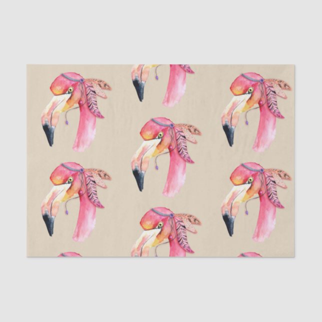 Papier Mousseline Boho Fiona Flamant rose papier (Recto)