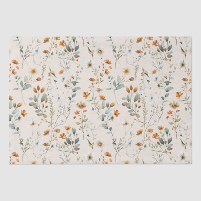 Papier Mousseline Boho fleur sauvage aquarelle (Recto)