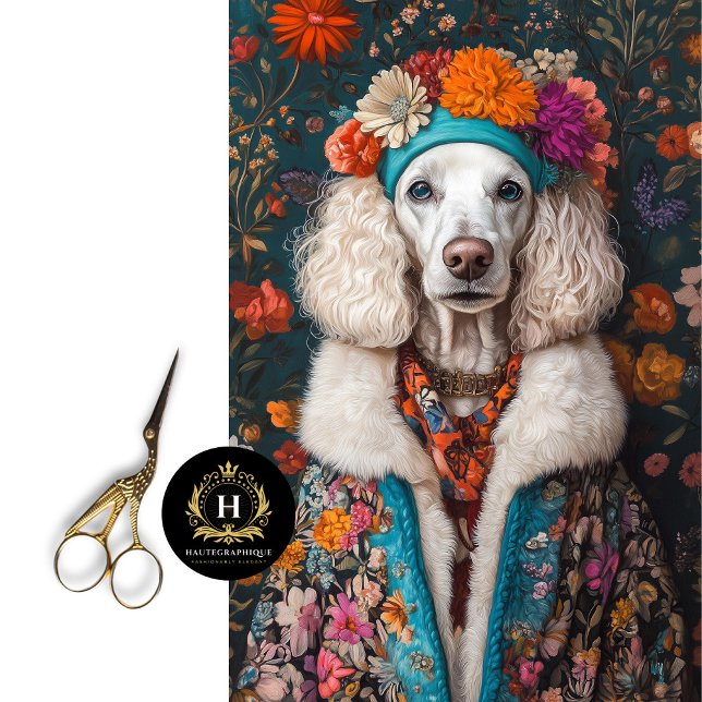 Papier Mousseline Boho French Poodle Portrait Decoupage (Créateur téléchargé)