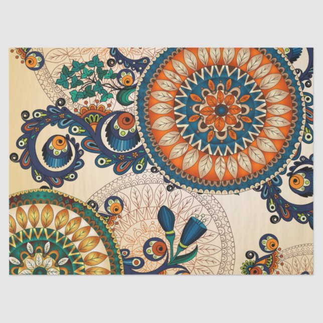Papier Mousseline Boho Funky Trendy Retro Motif Abstrait (Recto)