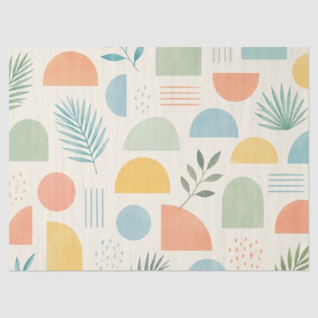 Papier Mousseline Boho Géométrique Tropical  (Recto)