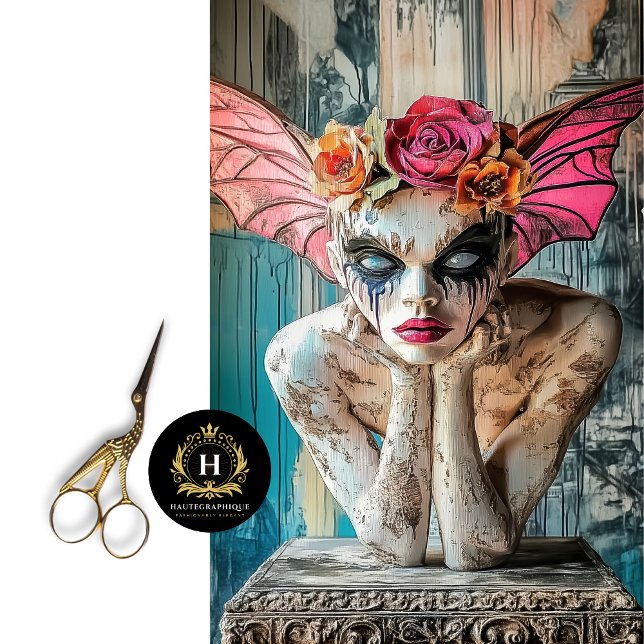 Papier Mousseline Boho Gothique Gargoyle Floral Couronne Papillon (Créateur téléchargé)