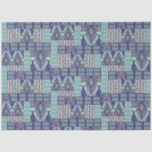 Papier Mousseline BOHO IKAT Vintage Rug Tribal Navy Blue Decoupage