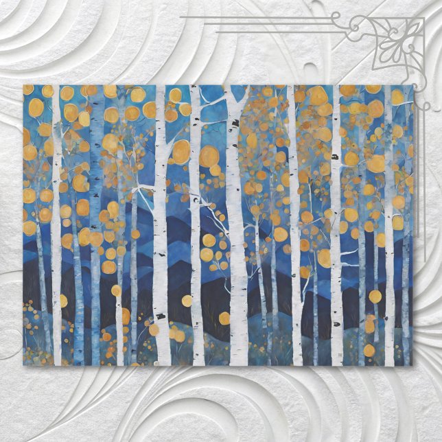 Papier Mousseline Boho Mountain Aspen Tree Scene (Créateur téléchargé)