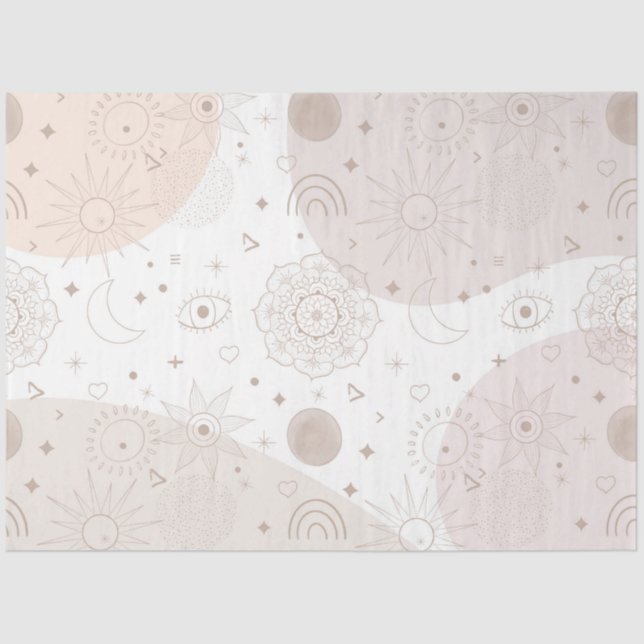 Papier Mousseline Boho Neutral Space Doodles Design esthétique (Recto)