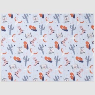 Papier Mousseline Boho Noël Occidental - Bleu