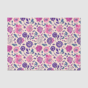 Papier Mousseline Boho Purple Floral Botanique