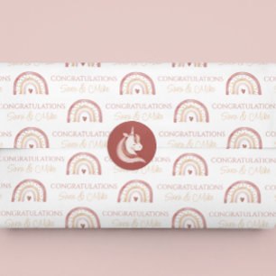 Papier Mousseline Boho Rainbow Félicitations Papier Tissu