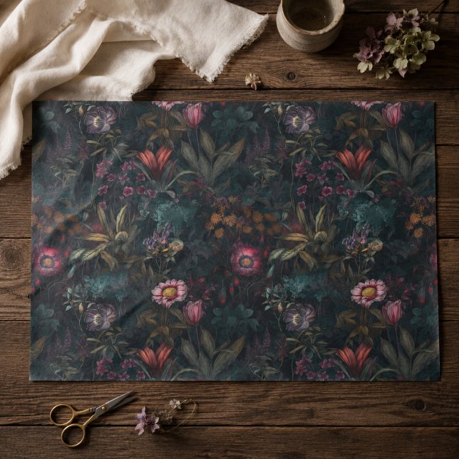 Papier Mousseline Boho Romantique Découpe Florale Rose et Verte (Créateur téléchargé)
