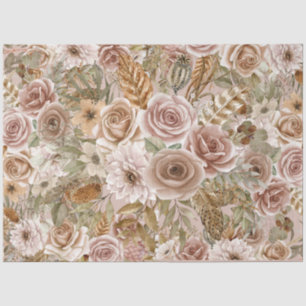 Papier Mousseline Boho Rustic Floral Decoupage Papier Tissu