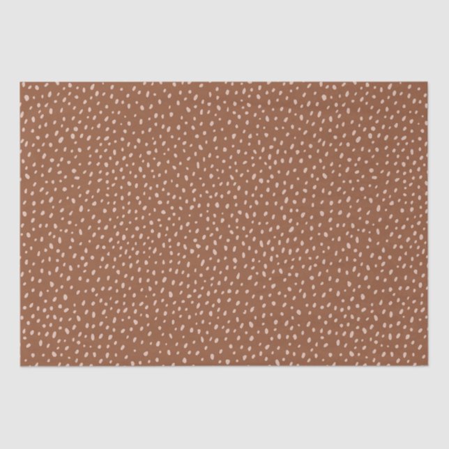 Papier Mousseline Boho Terracotta Brown & Beige Dots Baby shower (Recto)