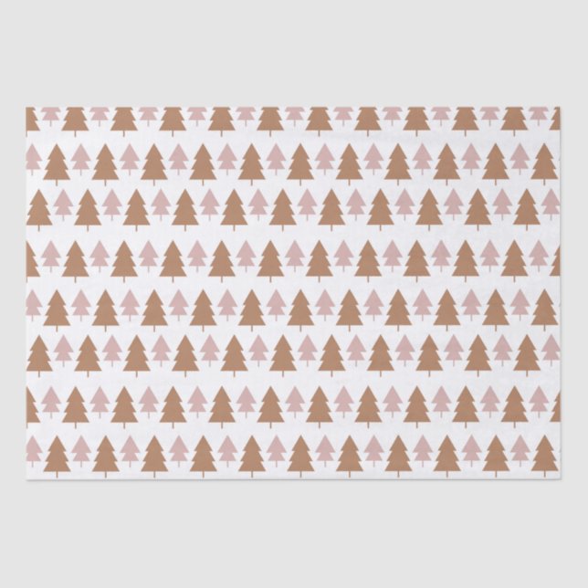 Papier Mousseline Boho Terracotta rose blanc Arbres de Noël Vacances (Recto)