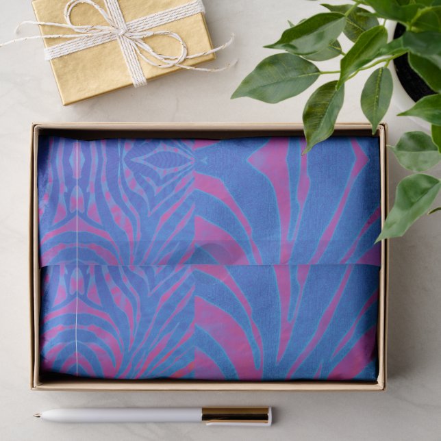 Papier Mousseline Boho Tiger Bleu et rose (Cadeau)