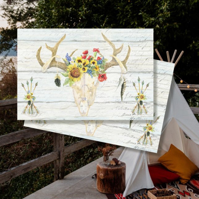 Papier Mousseline BOHO Tournesol Cerf Flore Flèches Découpage (Créateur téléchargé)