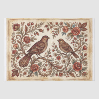 Papier Mousseline Boho Vintage Birds & Florals