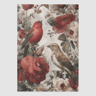 Papier Mousseline Boho Vintage Birds & Florals