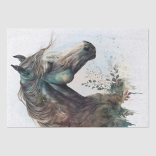 Papier Mousseline Boho Watercolor Floral Horse