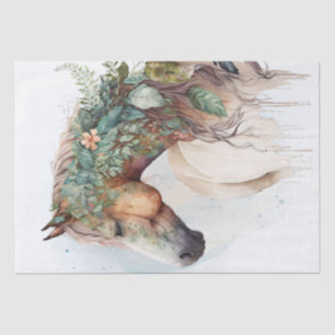 Papier Mousseline Boho Watercolor Floral Horse