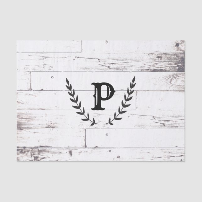 Papier Mousseline Bois blanc rustique Chic Laurel Mariage (Recto)