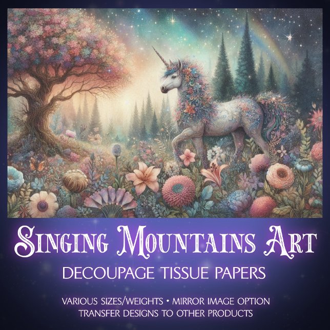 Papier Mousseline Bois Imaginaire Fleur Unicorne Découpage (Créateur téléchargé)