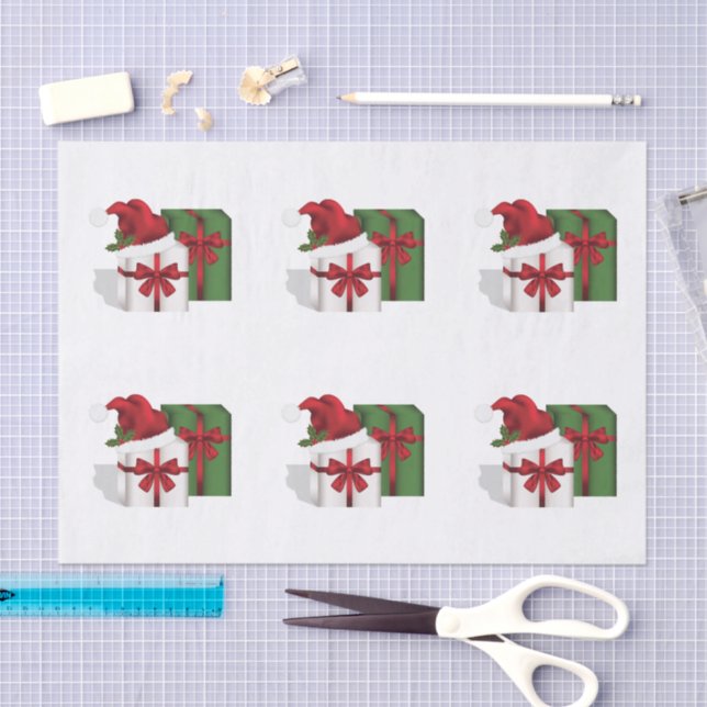 Papier Mousseline Boîtes Cadeaux Blanches Et Vertes Avec Chapeau De  (Artisanat)