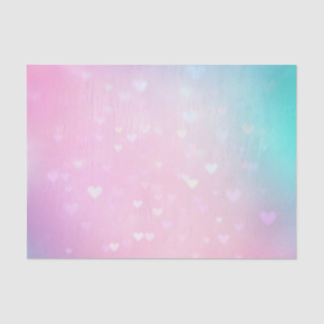 Papier Mousseline Bokeh Coeurs rose pâle Anniversaire (Recto)