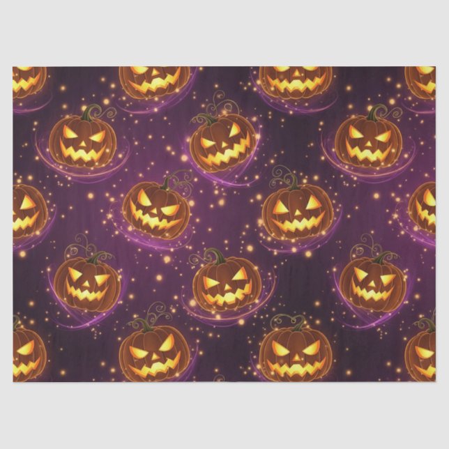 Papier Mousseline Bokeh Halloween | Citrouille Lumineuse (2) (Recto)